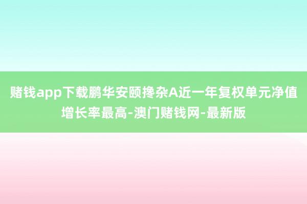 赌钱app下载鹏华安颐搀杂A近一年复权单元净值增长率最高-澳