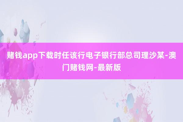 赌钱app下载时任该行电子银行部总司理沙某-澳门赌钱网-最新版